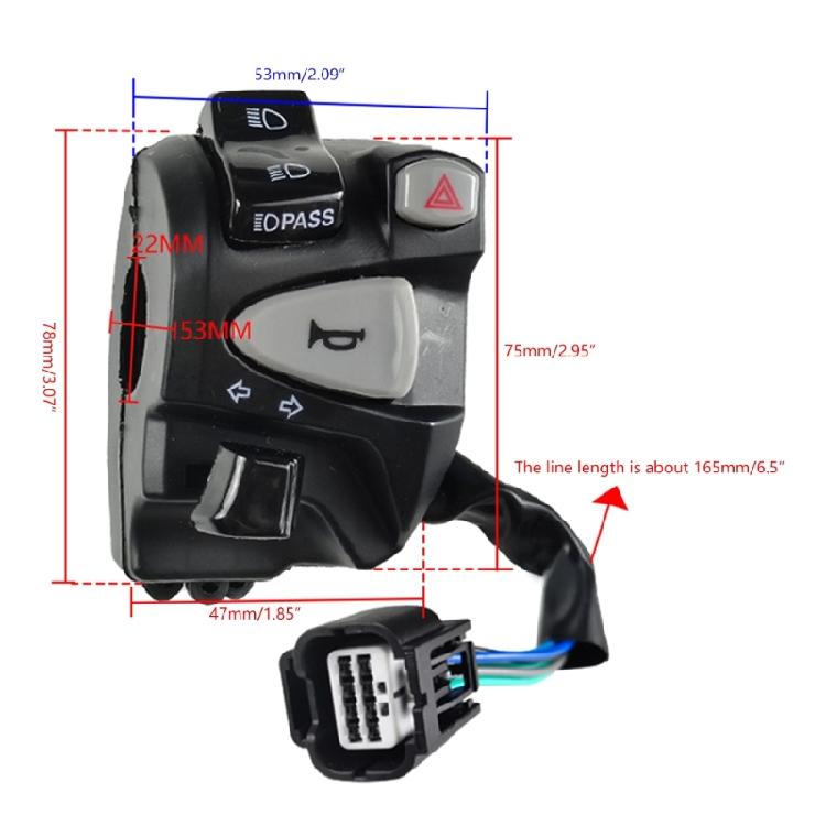 Motorcycle Horn Turn Signal Switch 22mm Handlebar Switch Replace for 150