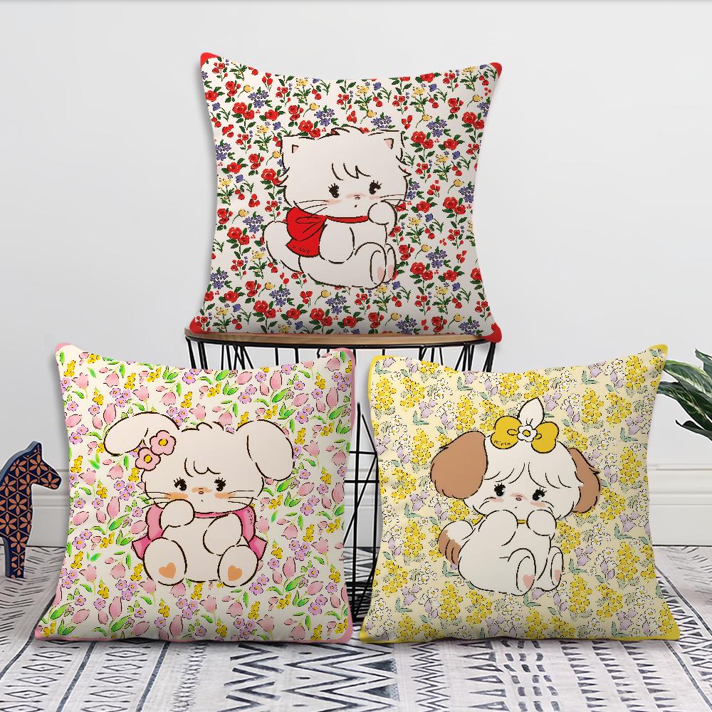 Comfortable cat soft cute m-miku Pillow Case cartoon for Sofa Living Room art Home office flower Decor Protective Covers