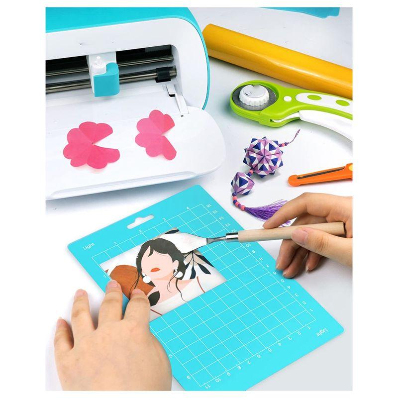 Aug. 4.5Inch X 12Inch + 4.5Inch X 6.5Inch Cutting Mat,Blue Light Grip/Green Standard Grip, Adhesive Cutting Mats, 8Pack