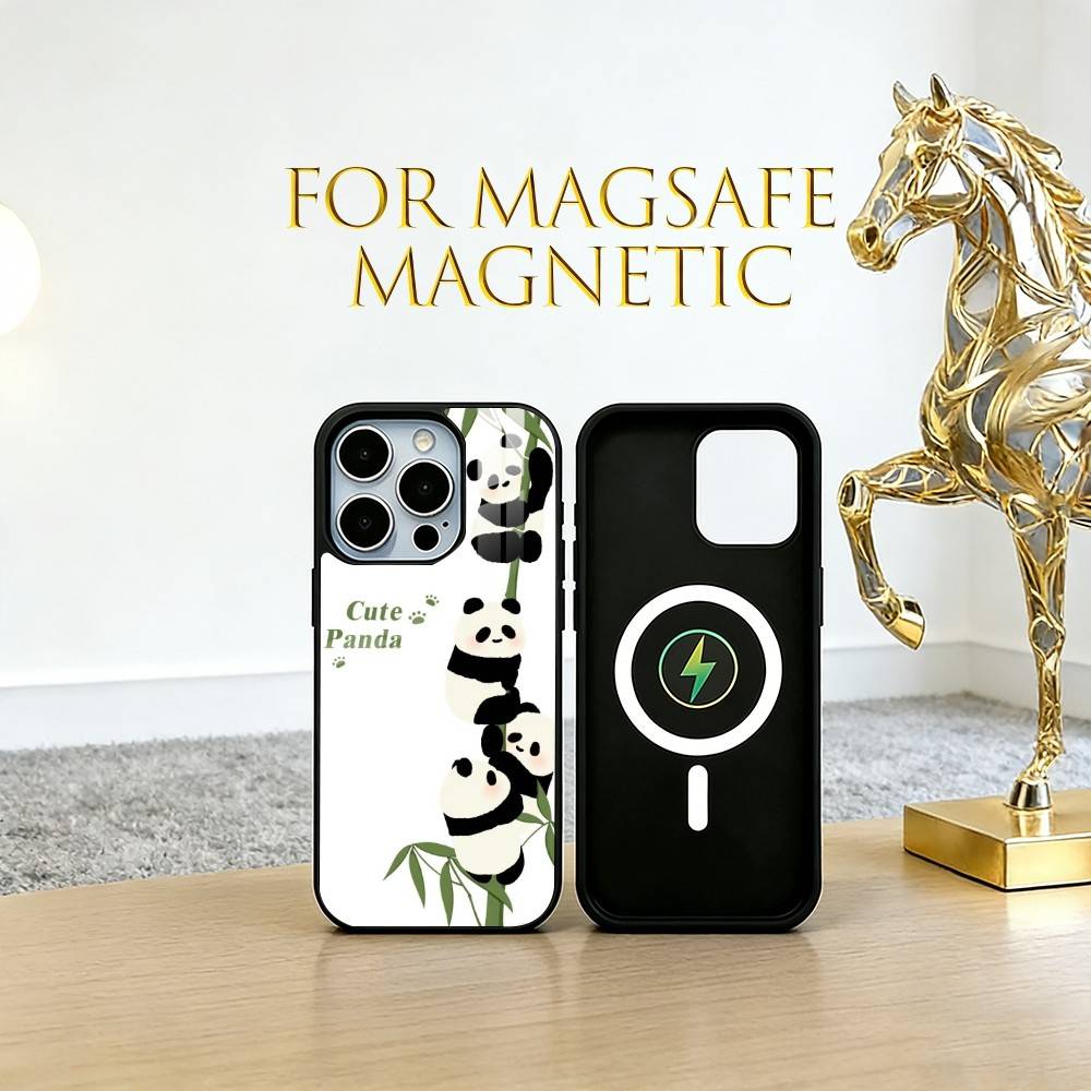 panda Phone Case For iPhone17,16,15,14,13,12,11 Plus,Pro Magnetic with Magsafe Wireless Charging