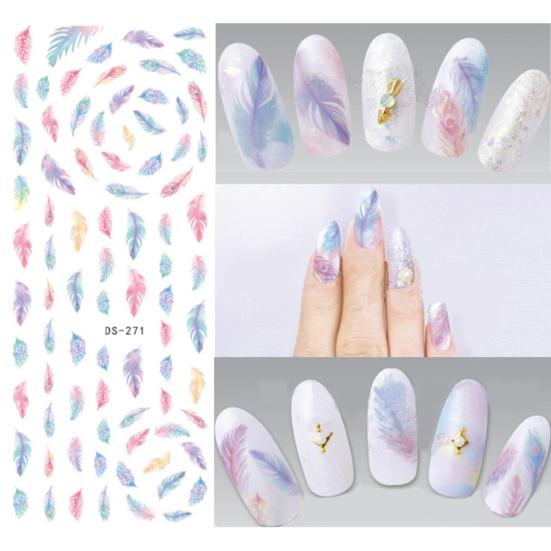 Flowers Feathers Butterflies Letters Pattern DIY Nail Art Sticker Manicure Tools