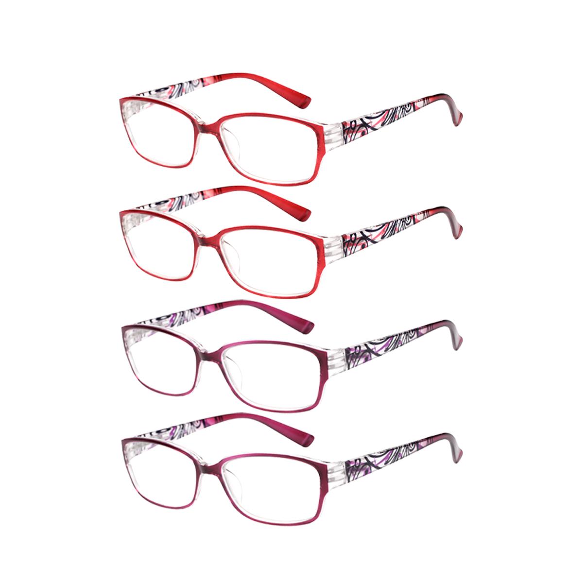 

4PCS Anti Blue Light Reading Glasses Men Women Fashion Printing Flower Eyes Ultralight Eye Protection Presbyopic Eyeglasses 3.0