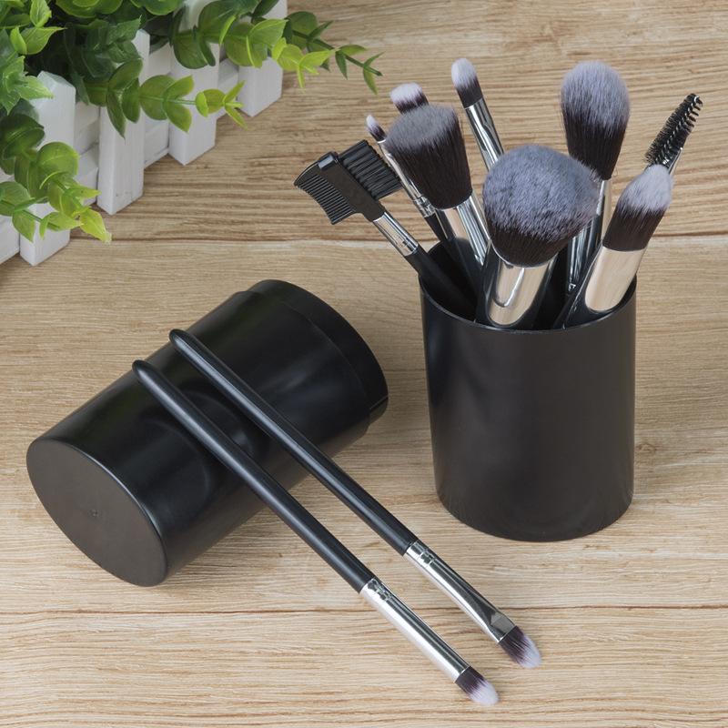 12 makeup brushes cover brush loose powder eyeshadow brush portable plastic cylinder beauty tool