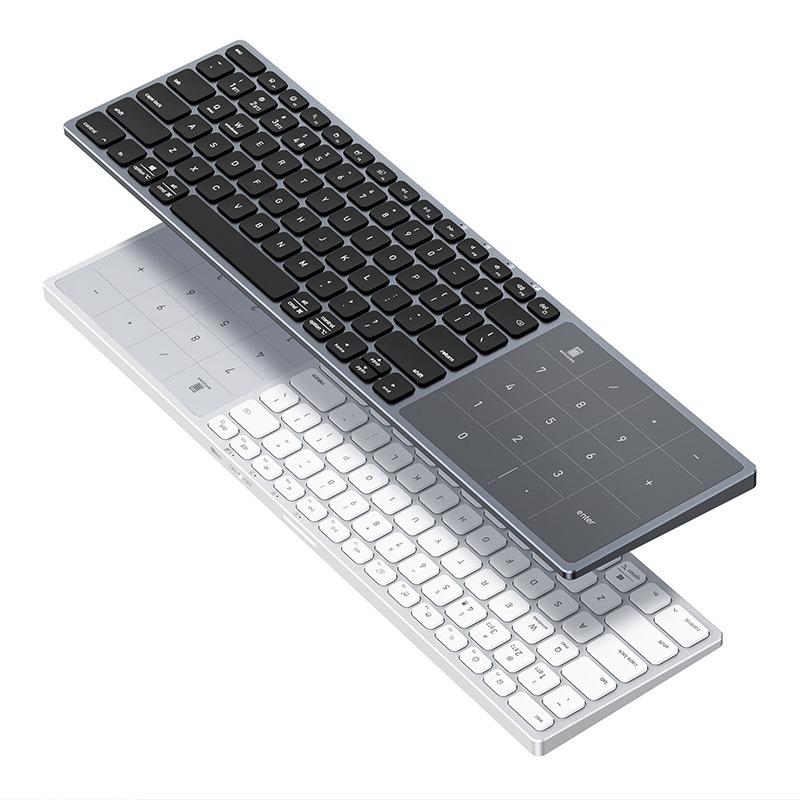 Ultra-Thin 2-in-1 Aluminum Bluetooth Keyboard with Large Touchpad for Desktop, Laptop, and Tablet