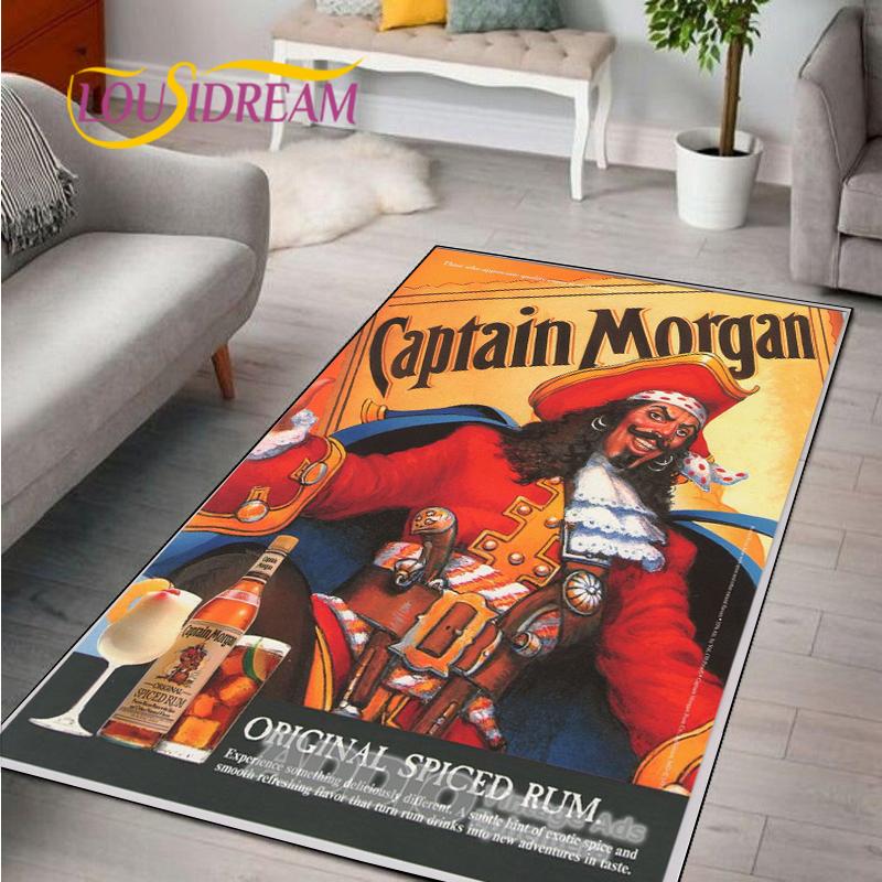 Captain Morgan Musterteppich für Schlafzimmer Wohnzimmer Teppich für Küchenbodenmatten Heimdekor Kinder Rutschfeste Bodenmatte Teppich Alfombra