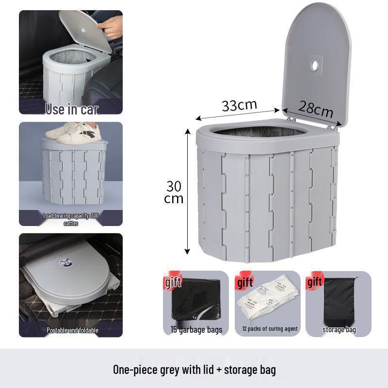 Portable Odor-Proof Folding Toilet for Vehicle, Camping, and Outdoor Emergencies