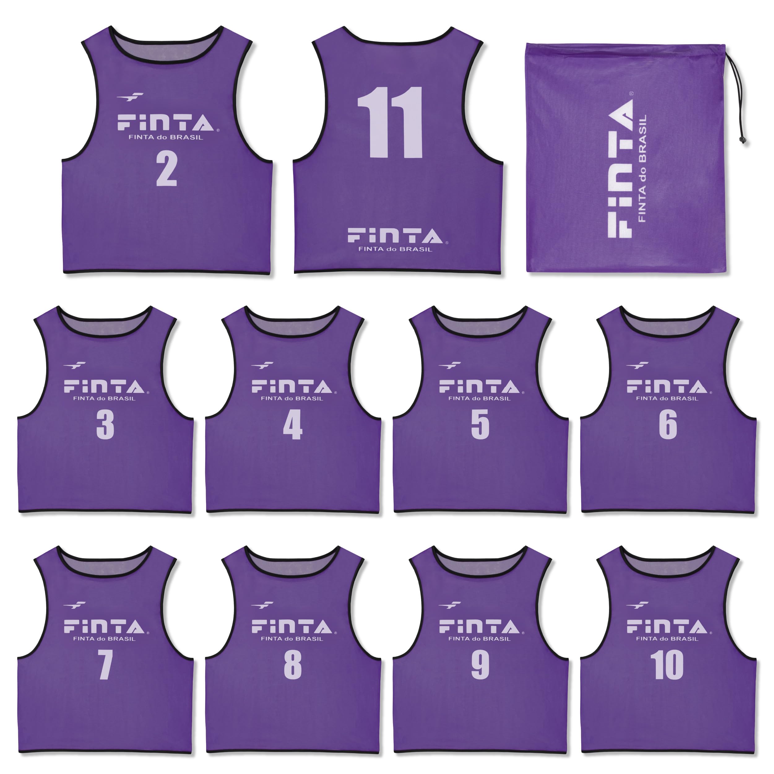 

[FINTA] FINTA Adult Soccer/Futsal Bibs, Free Size, Sublimation Printed, 10-Piece Set (Numbers 2-11), FT3525 (8100) Purple