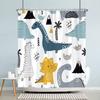 Kids Cartoon Animal Shower Curtain Funny Letters Blue Watercolour Fish Polyester Fabric Washable Shower Curtains Bathroom Decor