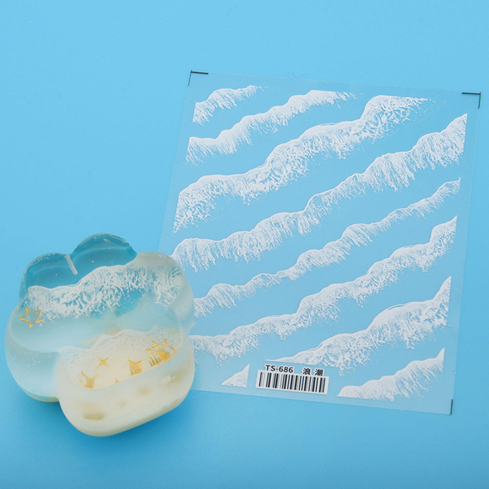

1 Sheet Simulation Wave Sticker Resin Wave Painting Sticker Decorative Decal DIY ABS Mold Film Filling Material B