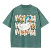 2026 Vintage Washed Black Tshirt Cute Mama Duck Floral Graphic Tee Retro Mothers Day Casual Oversized Streetwear For Women