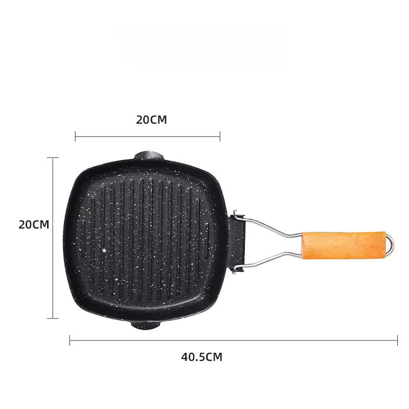 

Outdoor Foldable Steak Pan with Stripes, Multi-functional Household Egg Frying Pan, Steak Frying Pan Cast Iron Cookware