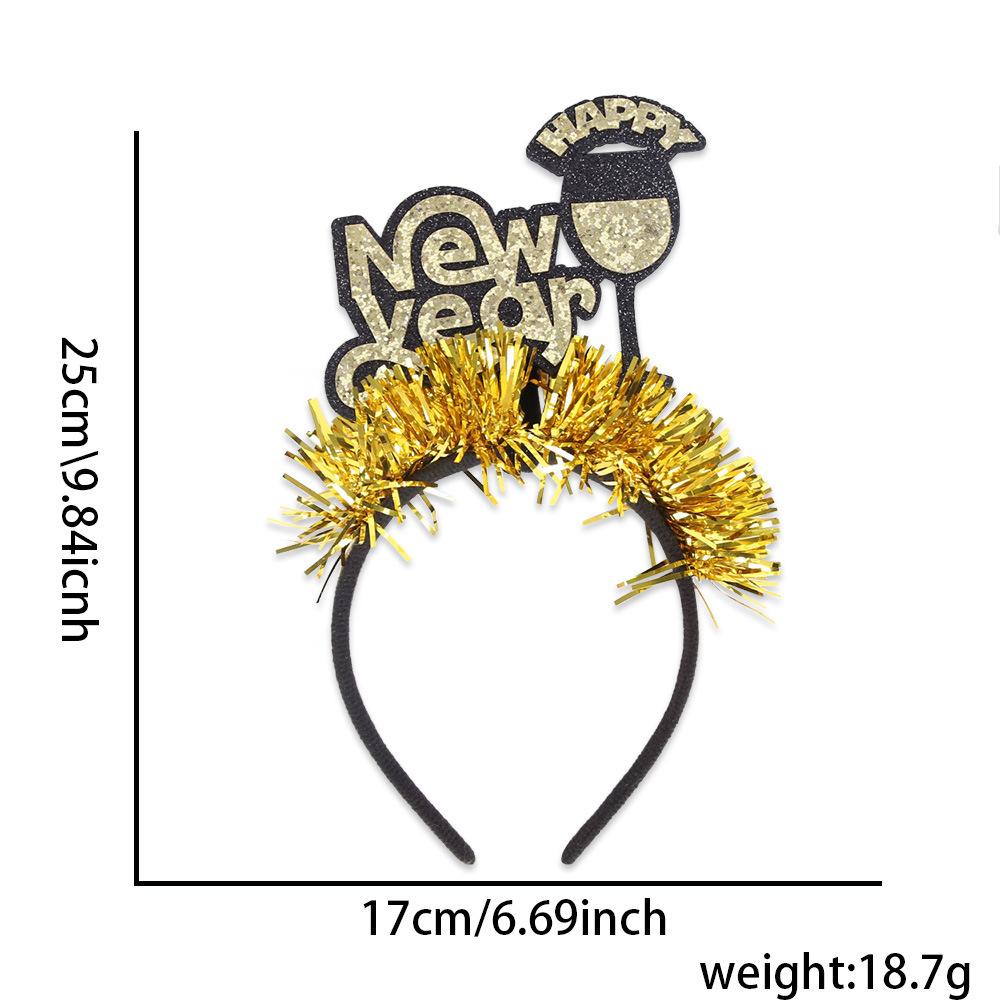 Christmas and New Year Decorations, Headbands, New Year's Eve Party Photo Atmosphere Props, Champagne Goblets, Letter-colored Ribbon Headbands