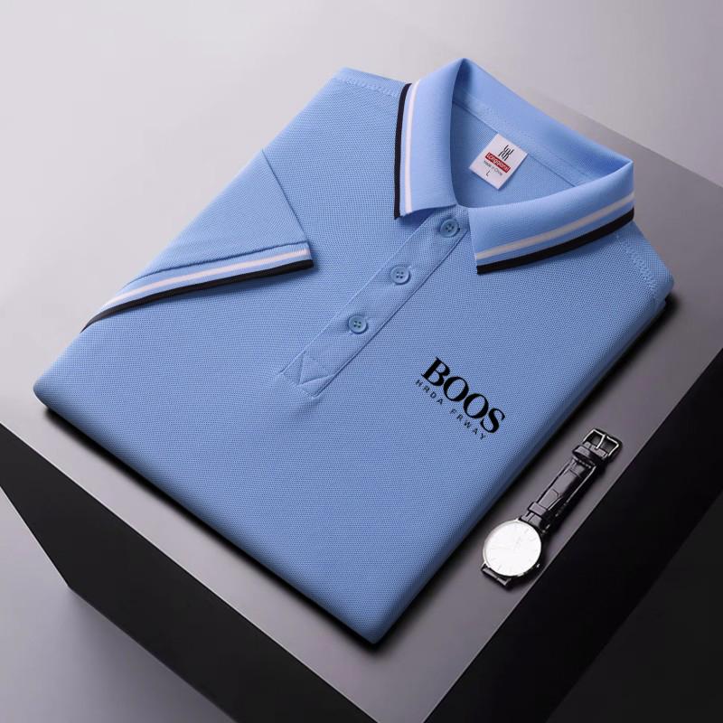 Summer New Ice Ion Fiber Embroidered Polo Shirt with Polo Collar for Moisture Wicking and Sweatwicking