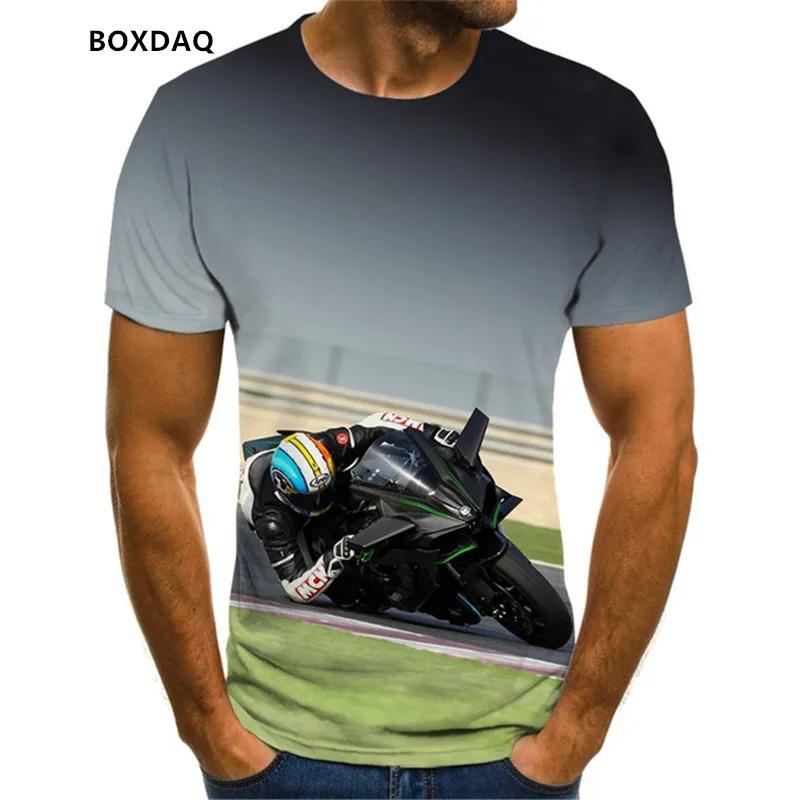 Men's Motorcycle Cool Racing Driver T-Shirts Summer Short Sleeve 3D Print Moto & Biker Street Style Male Tees 6XL Plus Size Tops