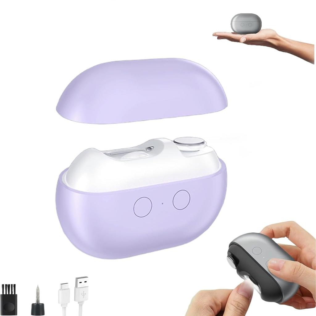 Easy Clip Nail Clippers Upgraded 3 In 1 Electric Smart Polishing Automatic Nail Clippers with Led Light & Nail Scraps Storage