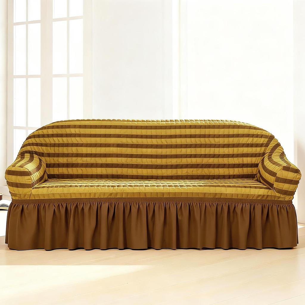 Four Seasons Wind Bubble Gauze Sofa Skirt, Thick & Fully Wrapped, High-End Elastic Cover for Lazy Person