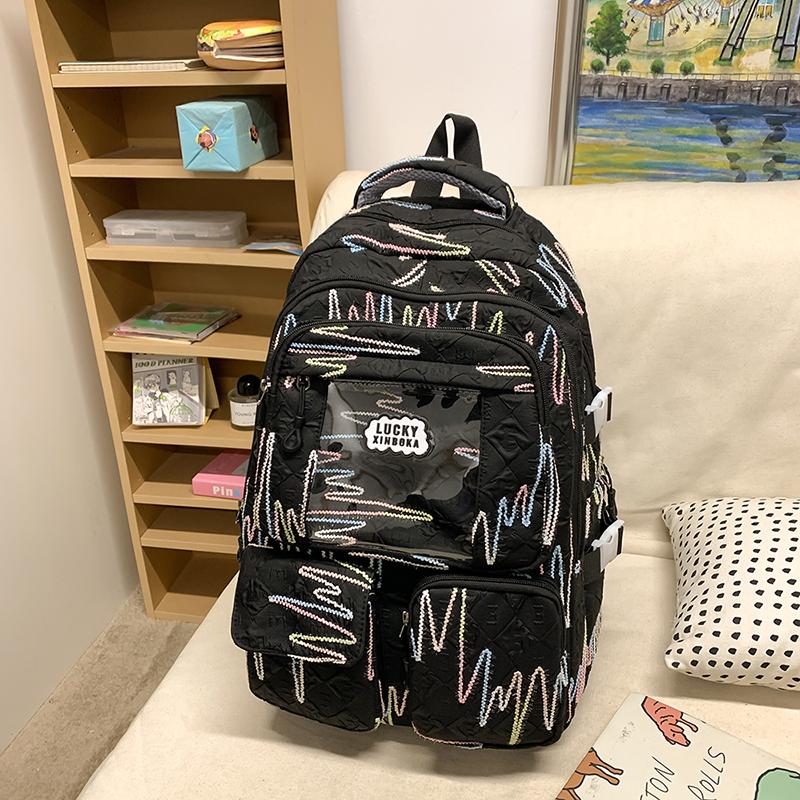 Junior High School Student Schoolbag Women's Colorful Embroidery Backpack Large Capacity Student Backpack