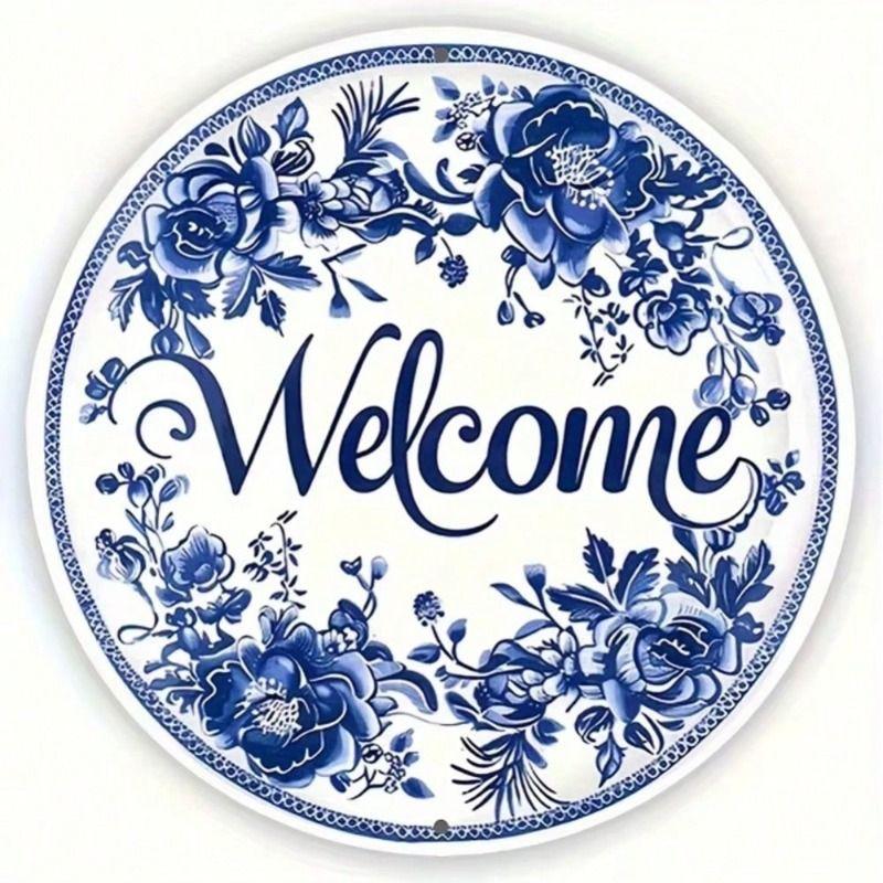 Metal Tin Sign Floral Pattern Wall Art Home Decor 20x20cm