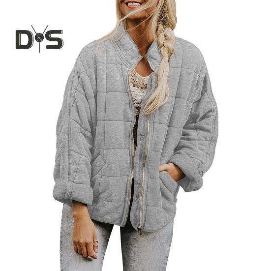 

Женская зимняя куртка с воротником-стойкой, теплая, мягкая, на молнии, кардиган с длинным рукавом, толстая, устойчивая к холоду, свободные карманы, повседневное осеннее пальто XL серый