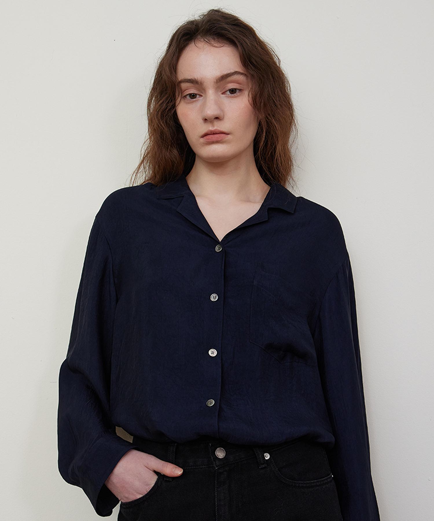 Step Around Oversize Dressy Shirt_Navy