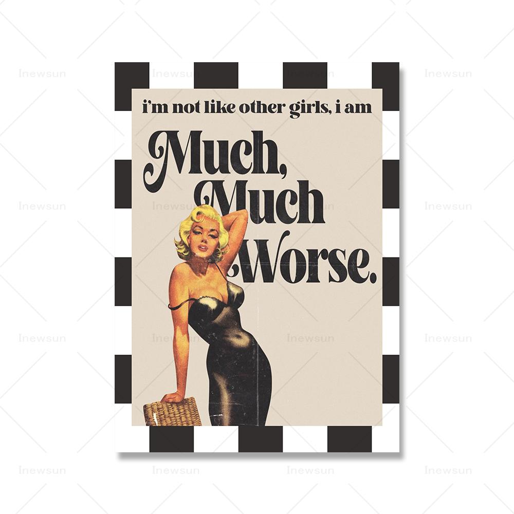 

Модный постер «Я не такая, как другие девушки», принты, клетчатая картина на холсте, винтажные забавные настенные картины, декор для гостиной и бара 21x30cm No Framed