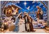 Geburt Jesu Hintergrund Frohe Weihnachten Kulisse Heilige Familie Baby Jesus Krippe Winter Szene Fotografie Party Dekoration