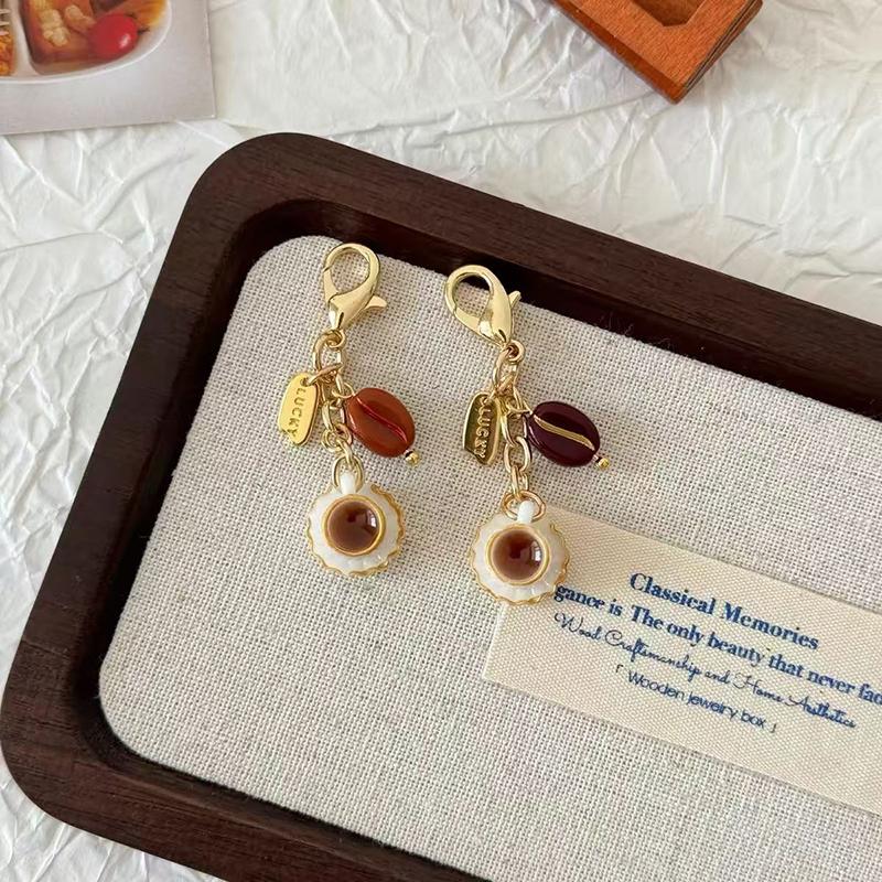 Creative Unique Doughnut Bread Coffee Phone Charm Strap Pendant Lanyard Simulated Food Toys Keychain Bag Accessories Gift