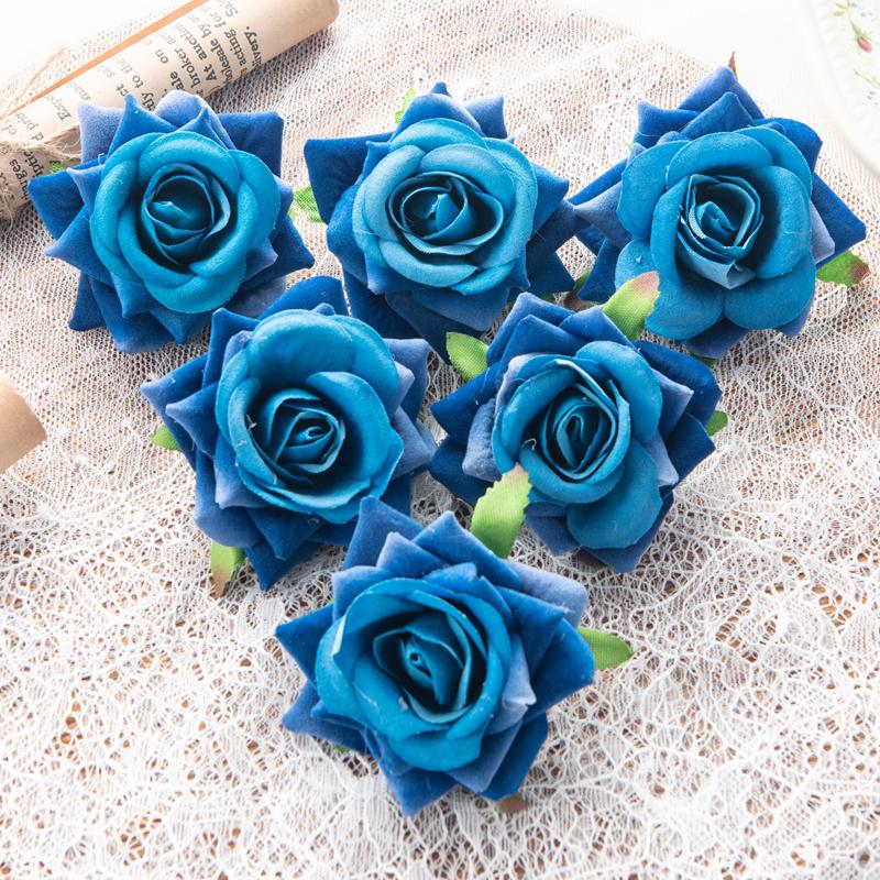 Artificial Flowers for Wedding Flannel Rose Wreath Home Room Festival Decor Diy Box Scrapbook Background Wall Crafts Fake Plants
