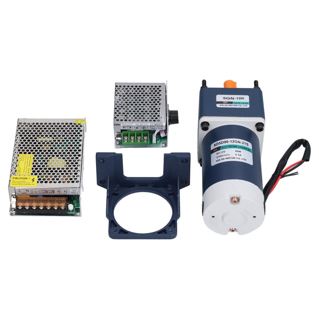 DC 12V Reduction Motor CW CCW Adjustable Micro Motors with Gear Box 10‑600RPM 90W AC110V 220V
