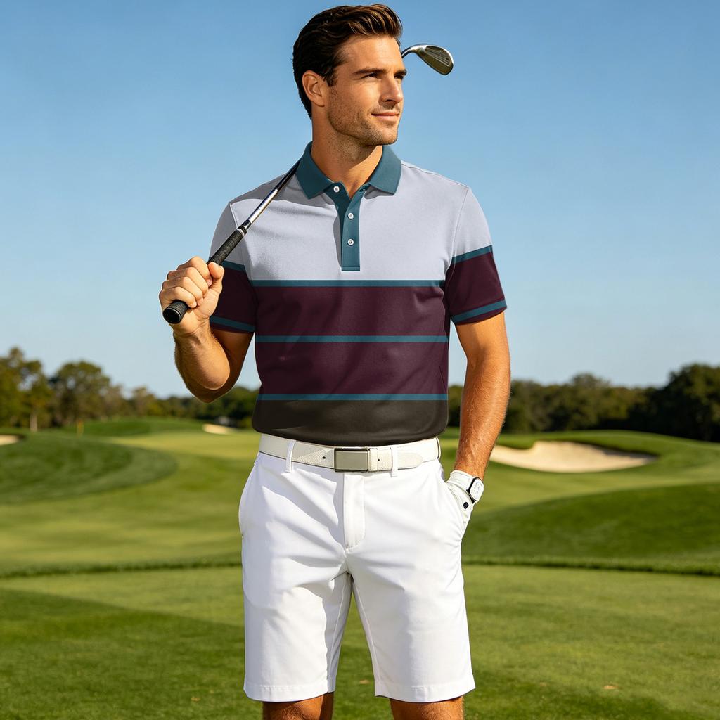 Men's Casual Quick Dry Mesh Polo Shirt Golf Shirt Breathable Lightweight Sport Tee with Button Placket and Short Sleeves