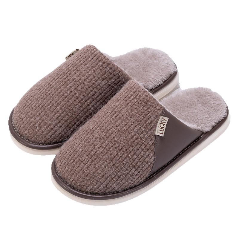 Winter high-end cotton slippers indoor home soft bottom non-slip piled warm large size plush cotton tow