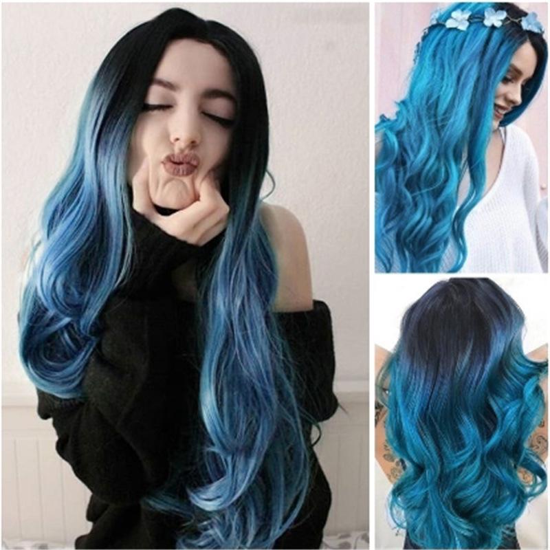 real hair wigs blue