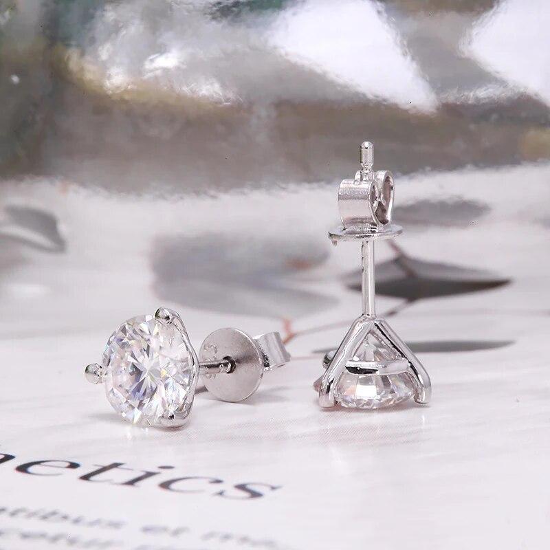 D color Moissanite Stud Earrings With GRA VVS1 4mm 6.5mm Silver 925 Real Classic Style Korean Trendy Women's Small Ear Stud