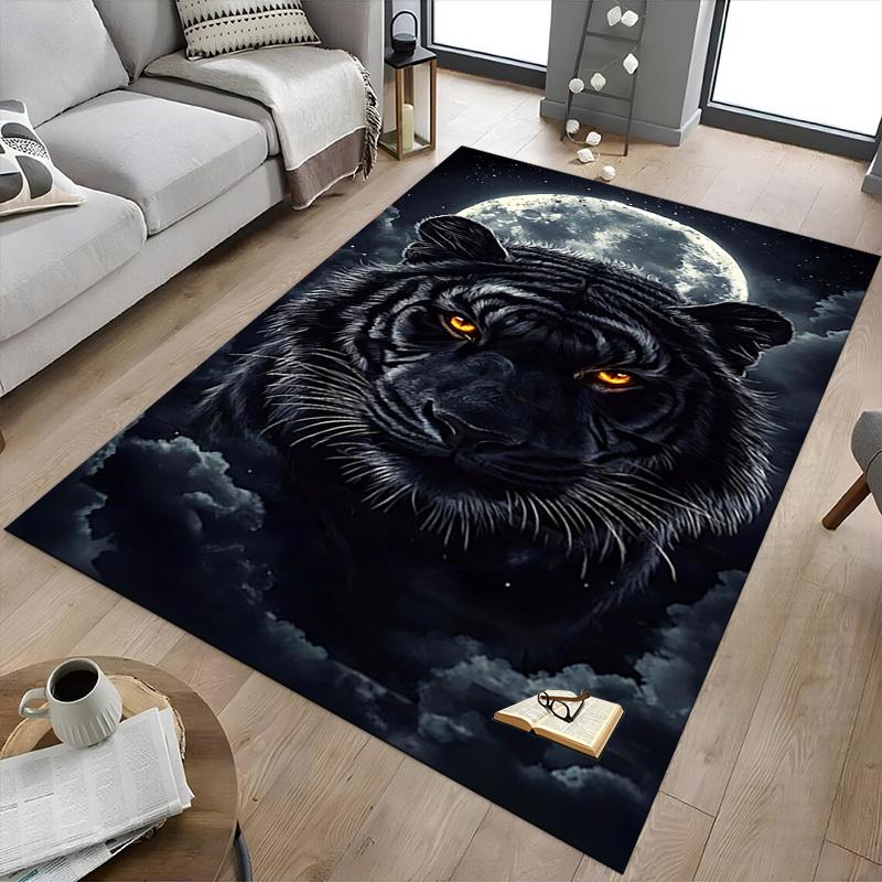 1 Stück Tiger Mond Teppich Anti-Rutsch Polyester Bodenmatte für Büro, Schlafzimmer
