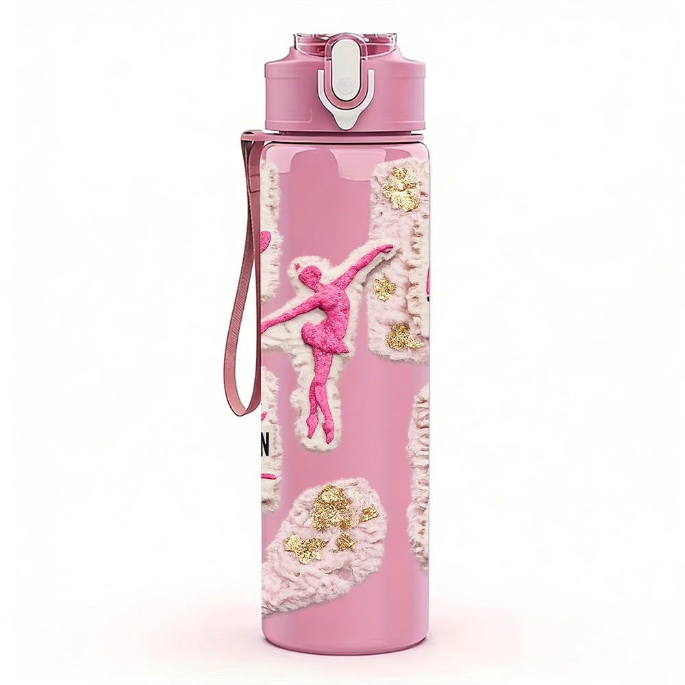 1PC Fashion Shoe Handbag Slogan Print 750ml Color Plastic Sports Water Bottle Leakproof Flip Straw Lid Suitable for Sports Office Home Use