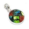 Mexican Dico Glass Gemstone 925 Steling Silver Jewelry Pendant 1.26" SU-9633
