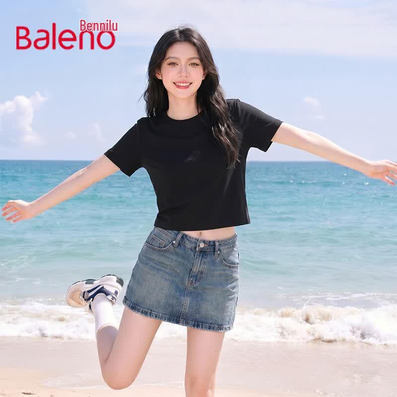 Baleno Women s Pure Cotton Short Sleeve Casual T-Shirt L чёрный