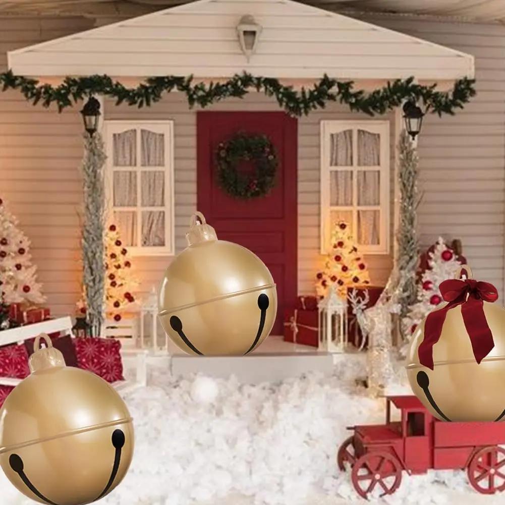 45/60CM PVC Inflatable Christmas Bell Balloon Large Holiday Decoration for Outdoor Garden Christmas Party Decor