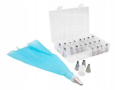 DECORATOR SET OF CAKE DECORATION TIPS 24 Pcs + PASTRY SLEEVE