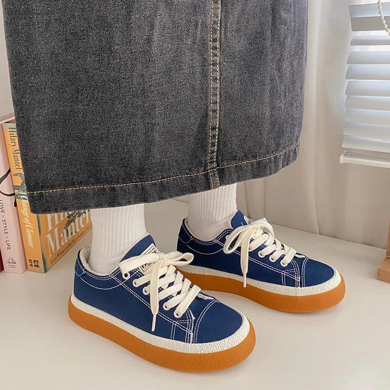 Парусиновая обувь на толстой подошве и бархатные студенческие осенне-зимние женские — фото 5