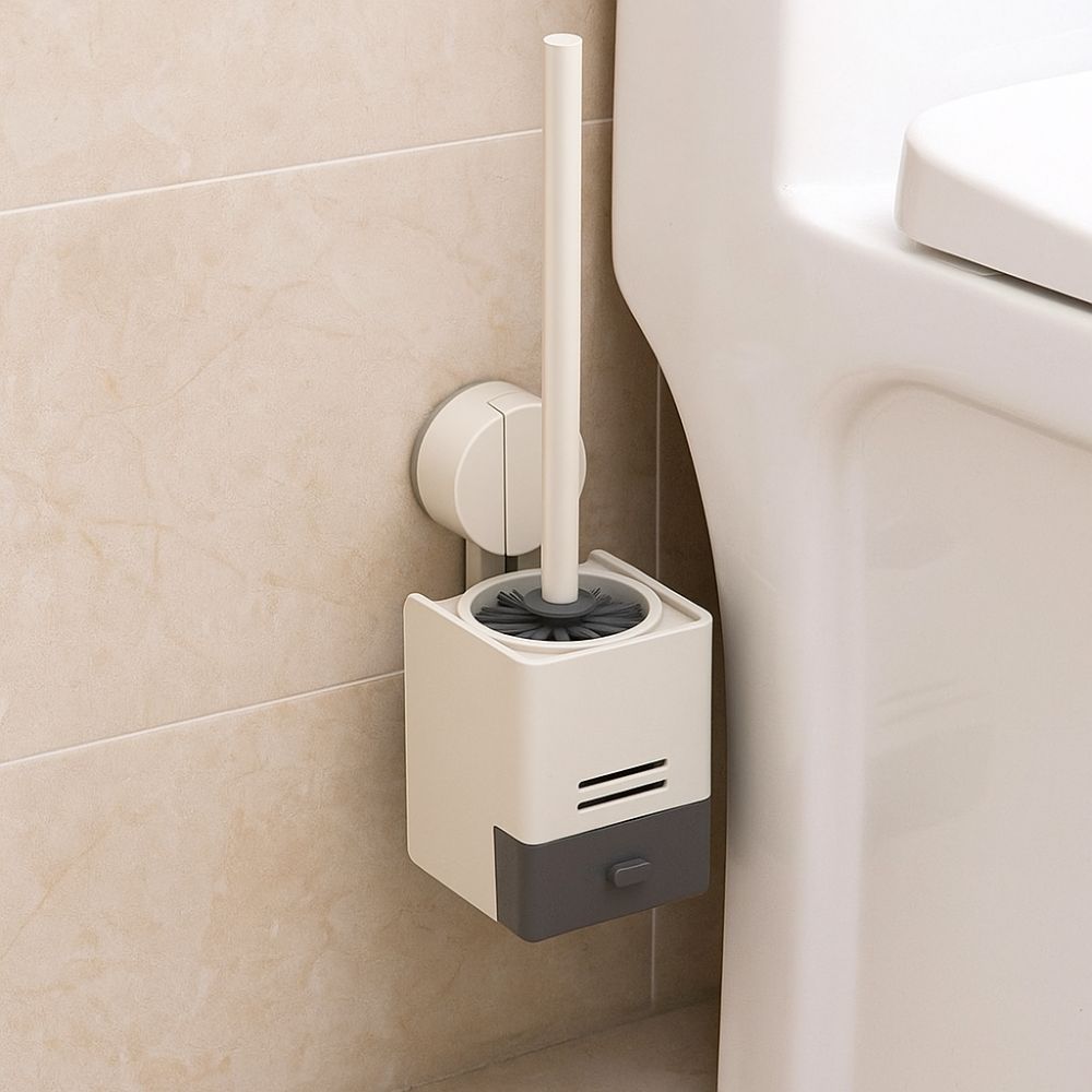 with Container Toilet Brush Storage Rack Aluminum Wall Mounted Toilet Brush Home Cleaning