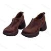 Women Chunky Loafers Retro Elegant Suede Round Toe Platform High Heel Shoes Fashion Versatile Slip on Soft Pumps Mujer Zapatos
