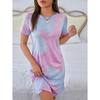 Damska Letnia Okrągły Dekolt Krótki Rękaw Codzienna Sukienka T-shirt Styl Bohemian Sukienka Wakacyjna Sukienka Mini Trapezowa Ubrania Damskie Y2k
