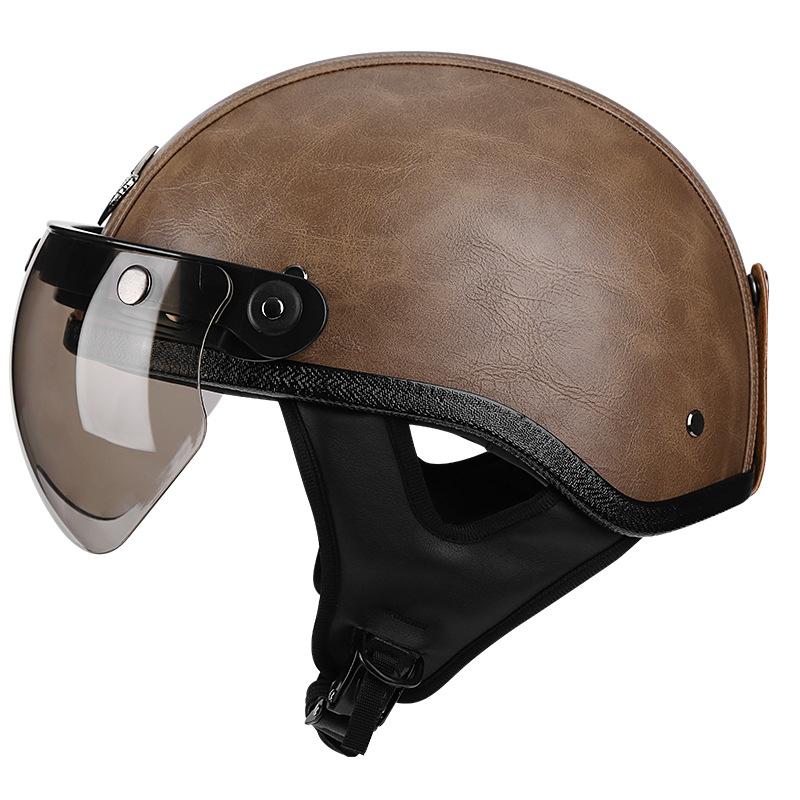 

Винтажный шлем Harley, унисекс, мотоциклетный шлем, защитный шлем, кожаный шлем M светло-коричневого