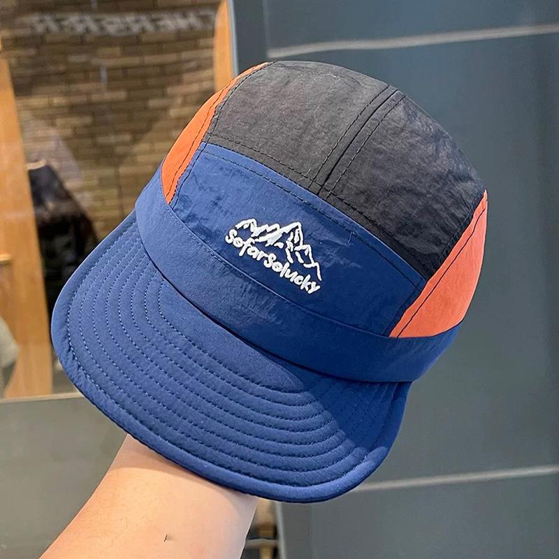 Color-block Five-panel Quick-dry Waterproof Soft-top Baseball Cap, Outdoor Sports Sun Hat, Flat-brim Hat