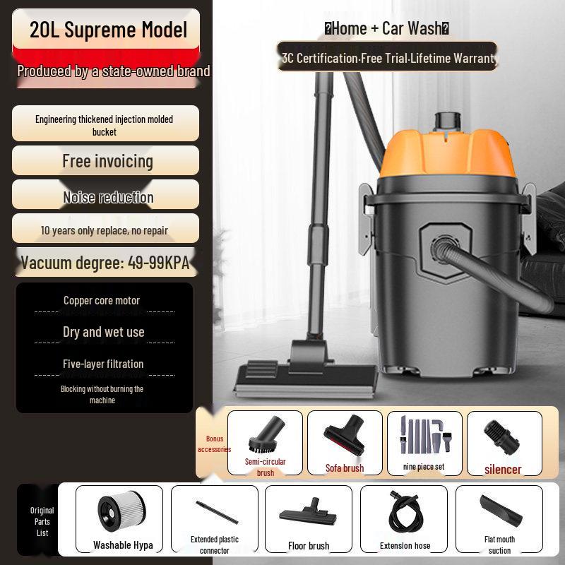 High-Power Industrial Vacuum Cleaner for Home, Car, and Small-Scale Cleaning