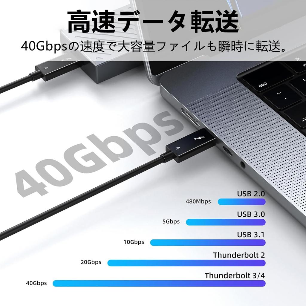 POTRRCIUSUER Thunderbolt 4 Certified 100W Fast Charging 40Gbps Transfer 8K Output Compatible with and Game Consoles USB-C Cable, 0.5m, USB-IF