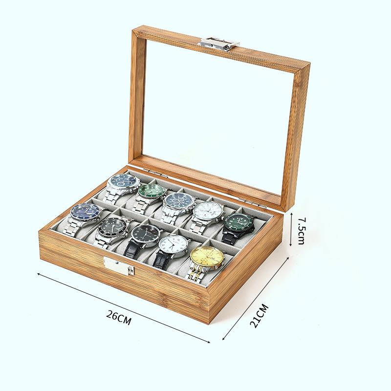 New 3/6/10/12 Girds  Bamboo Watches Storage Clock Box Watch Holder Organizer Watch Display Box For Handmade Festive Gifts