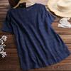 Women Blouse Loose T-shirt Summer Button Short Sleeve Top