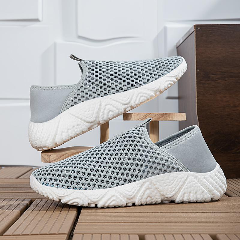Fashion Trendy Men's Summer Sandals Breathable Casual Beach Lazy Anti-Odor Mesh Shoes Spor Net-Face Shoes Hollow-Out Design Rubber